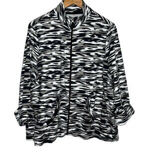 Kim Rogers Plus Size 1X Black Gray Camo Zip Jacket